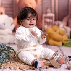 Baby Wool Knitted Romper Outfit O056 | 18M | Rice White