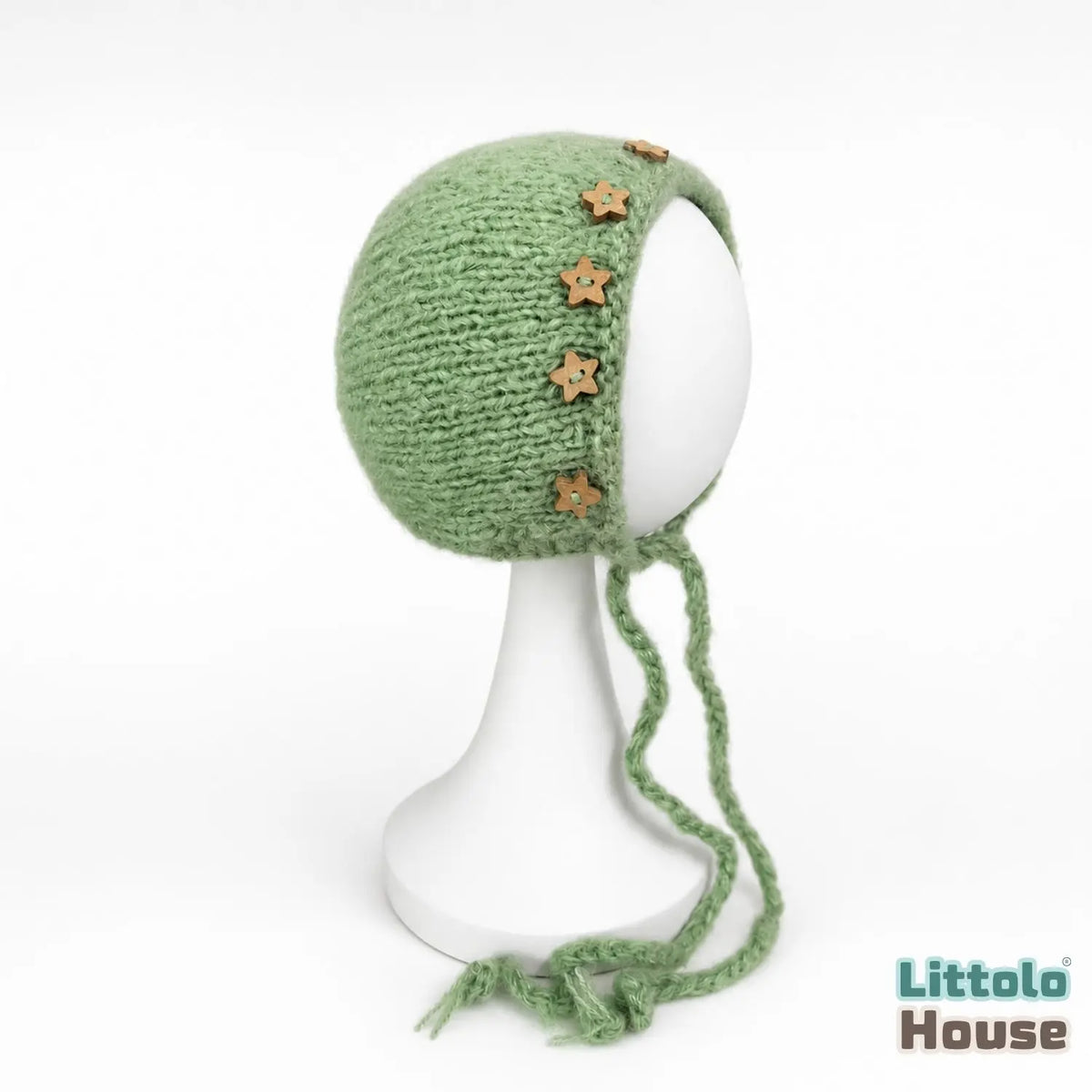 Baby Woolen Star Bonnet B018 | NB | Bean Green