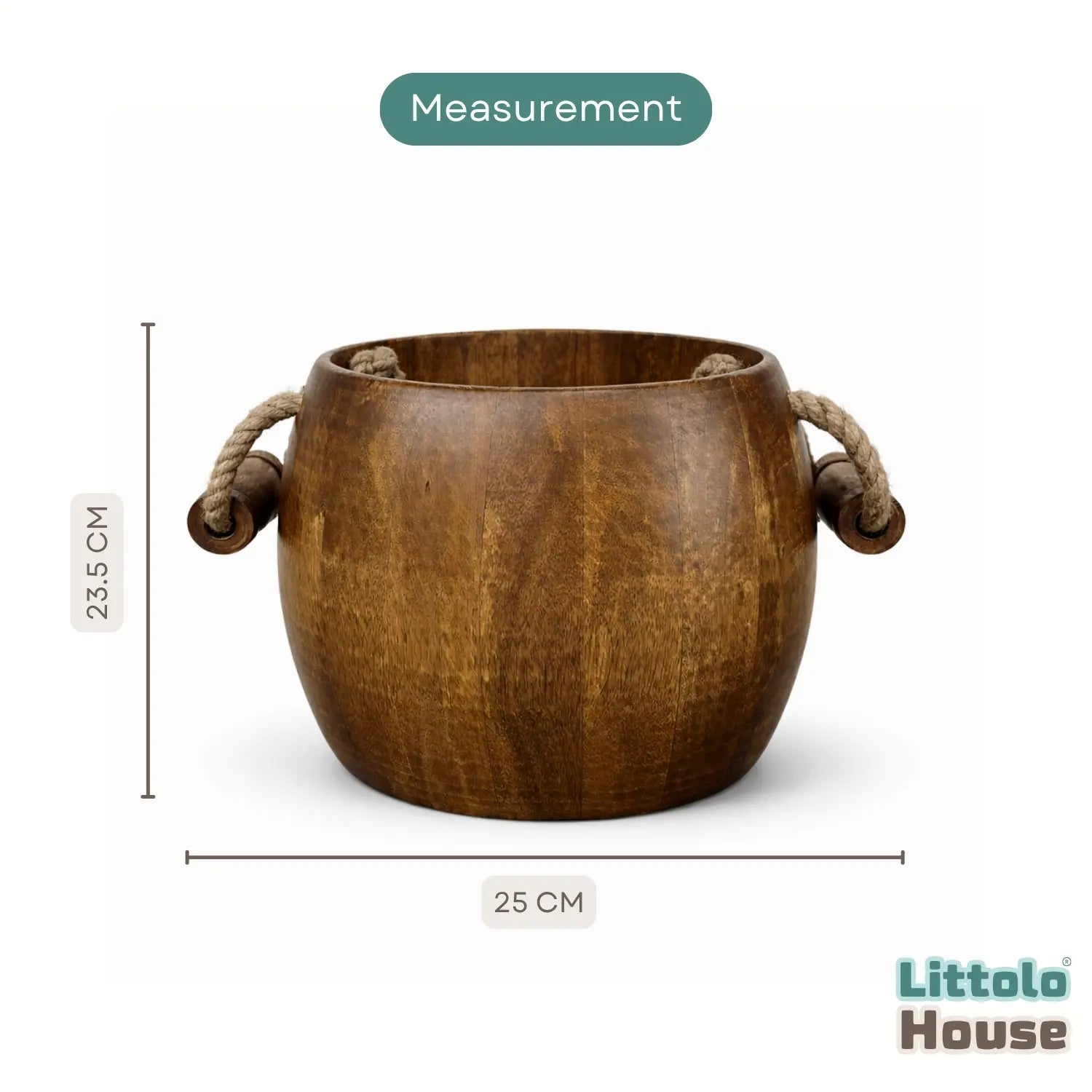 Vintage Barrel with Wooden Handles | Wooden Decorative | Brown