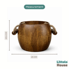 Vintage Barrel with Wooden Handles | Wooden Decorative | Brown