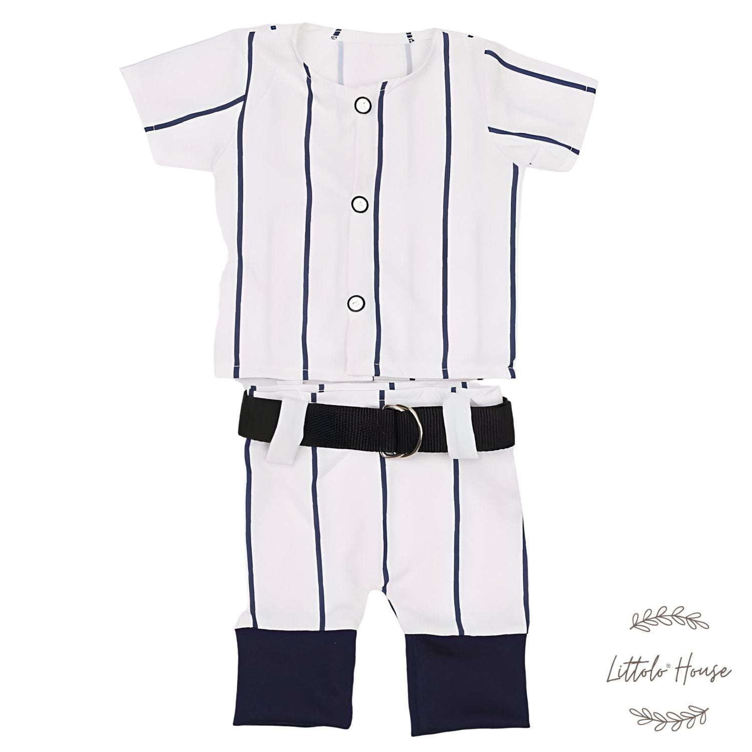 Baby Boy Baseball Outfit with Cap & Ball O117 | NB | White Blue