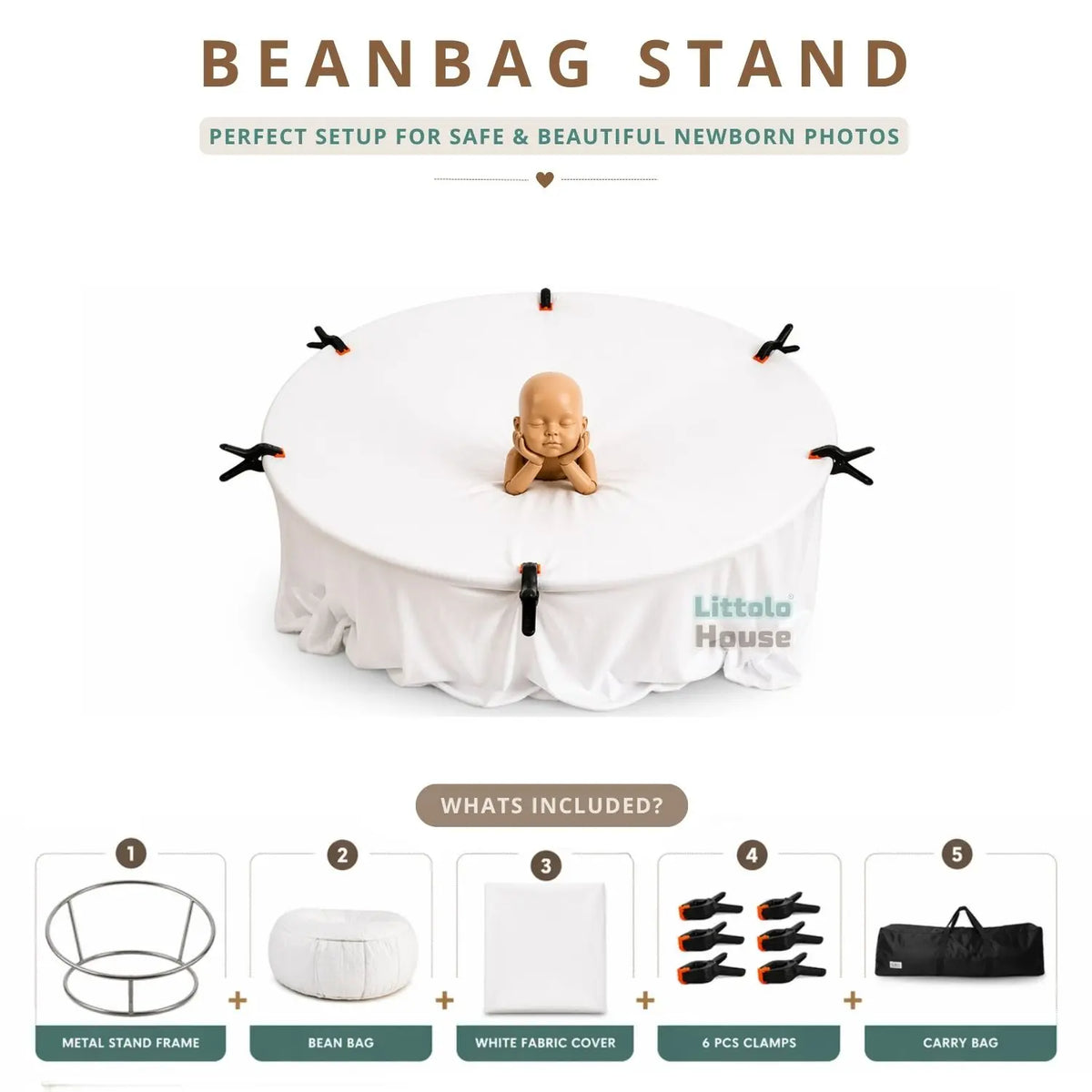 Bean Bag Stand Kit | Posing Aids | White