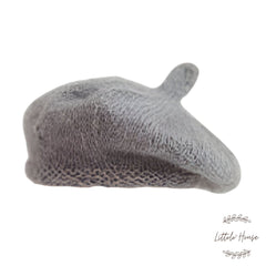 Baby Mohair Beret Hat B006 | 3M | Light Grey