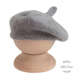 Baby Mohair Beret Hat B006 | 3M | Light Grey