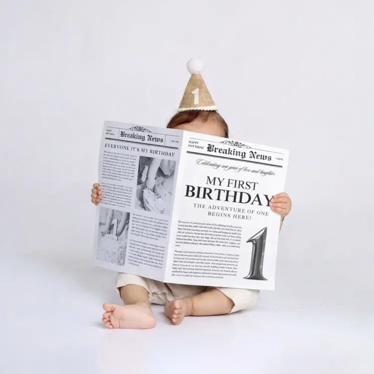 Non Tearable Dual Side Birthday Magazine- 1st & 2nd Birthday D159 | Pack of 1 | Black White