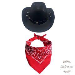 Cowboy Hat with Red Scarf B030 | 1Y | Red Black