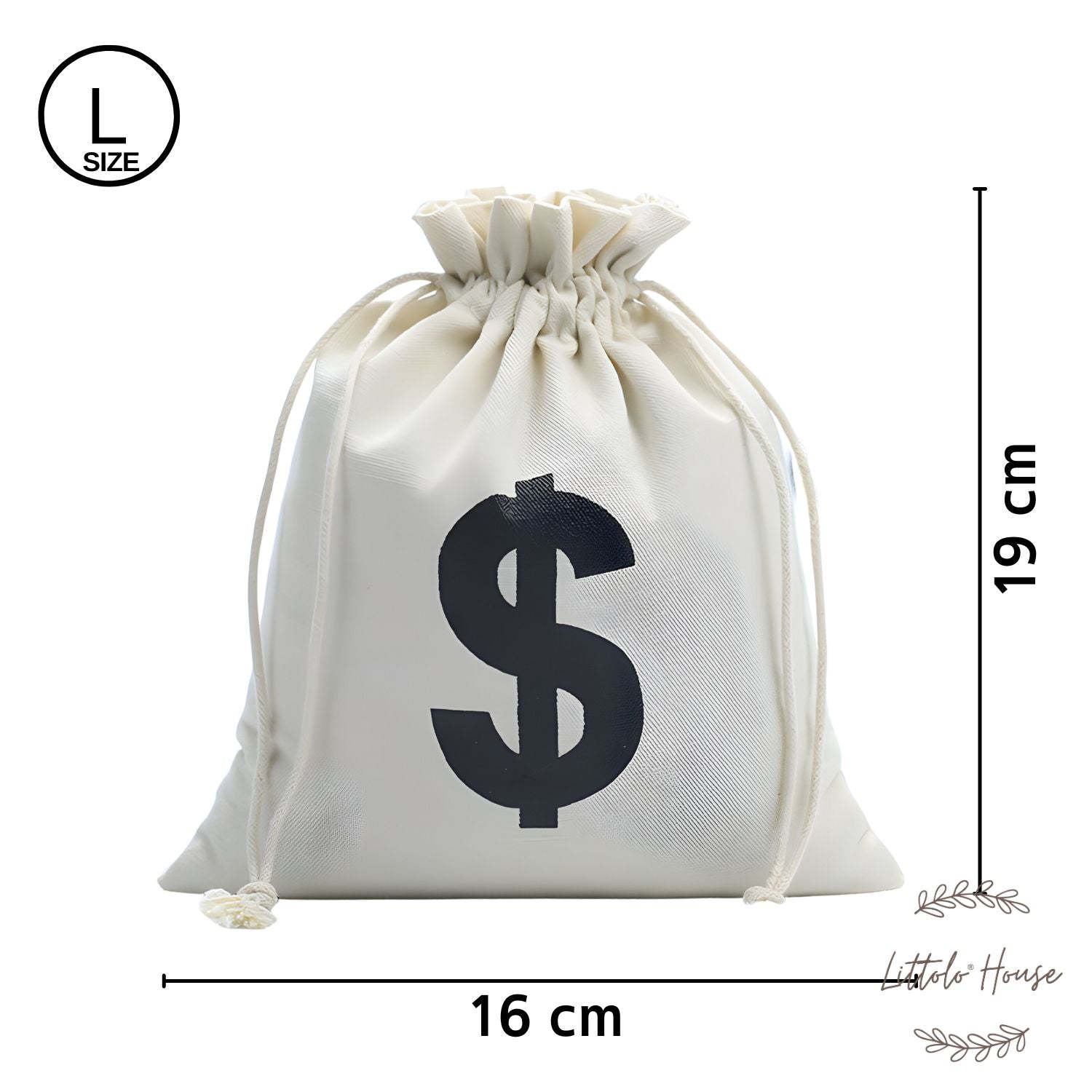 Canvas Money Bags Beige D071 | Pack of 3