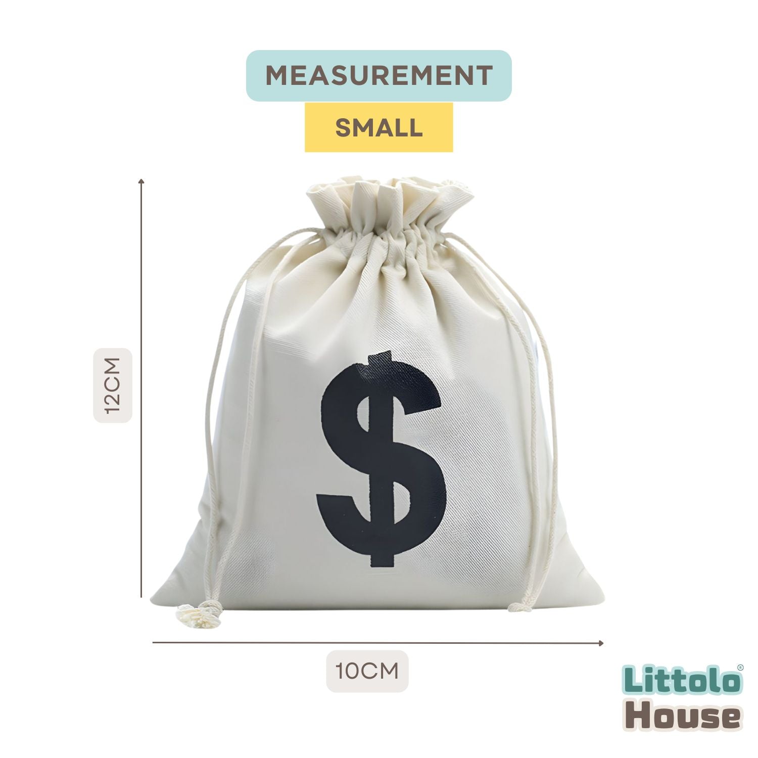 Canvas Money Bags Beige D071 | Pack of 3
