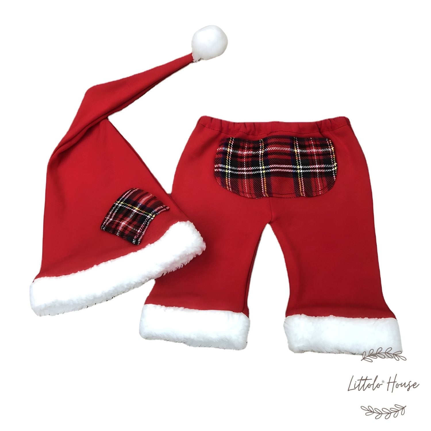 Baby Christmas Pant with Cap and Pillow O103 | 2M | Red