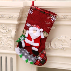 Baby Christmas Santa Claus Linen Stockings Decorative Add-ons | 1Y | Red