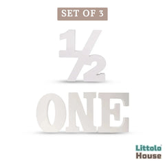 Numeric Half • Capital One | Set of 2 | Wooden Decorative | White
