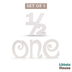 Numeric Half • Capital Edge One | Set of 2 | Wooden Decorative | White