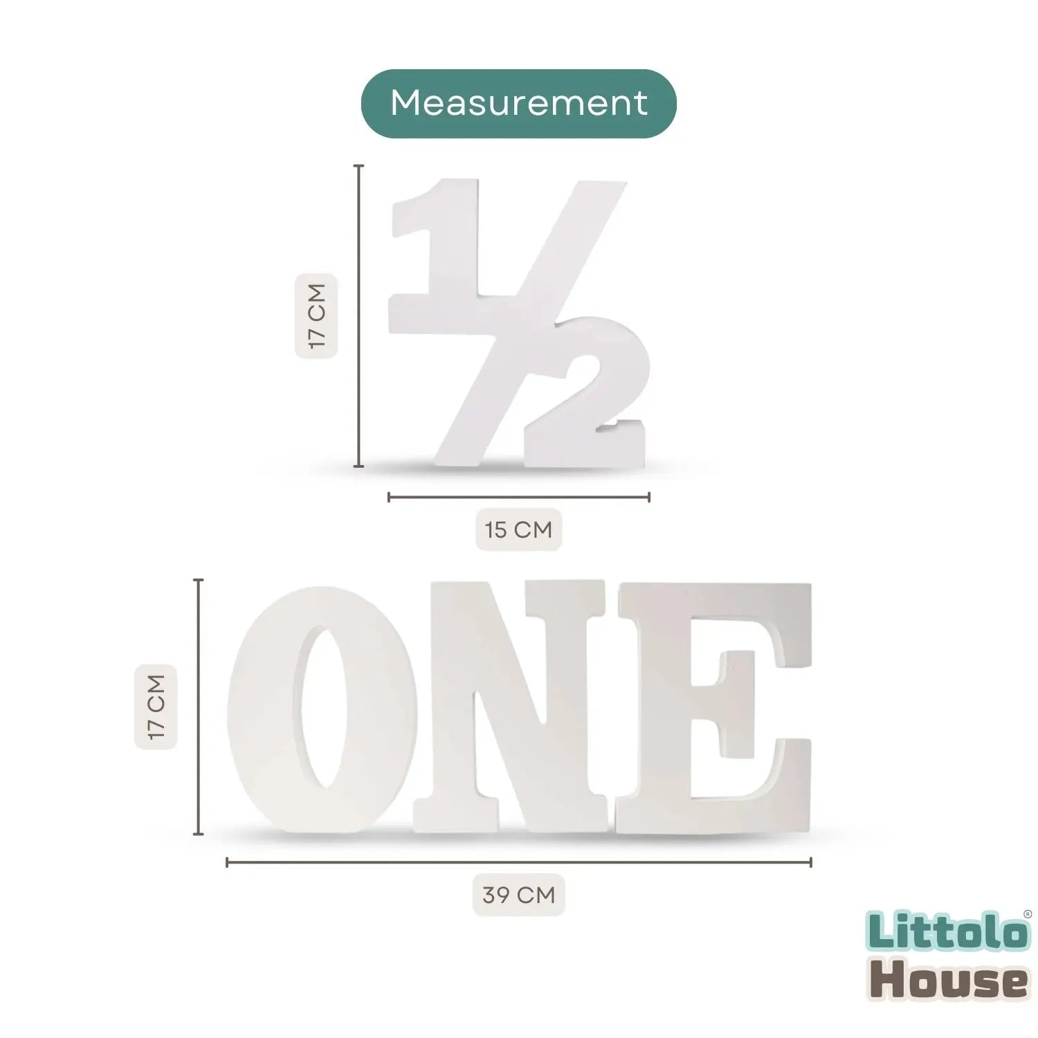 Numeric Half • Capital One | Small | Set of 2 | Wooden Decorative | White