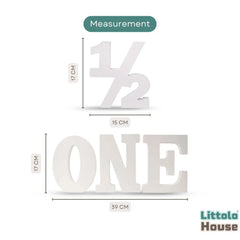 Numeric Half • Capital One | Small | Set of 2 | Wooden Decorative | White