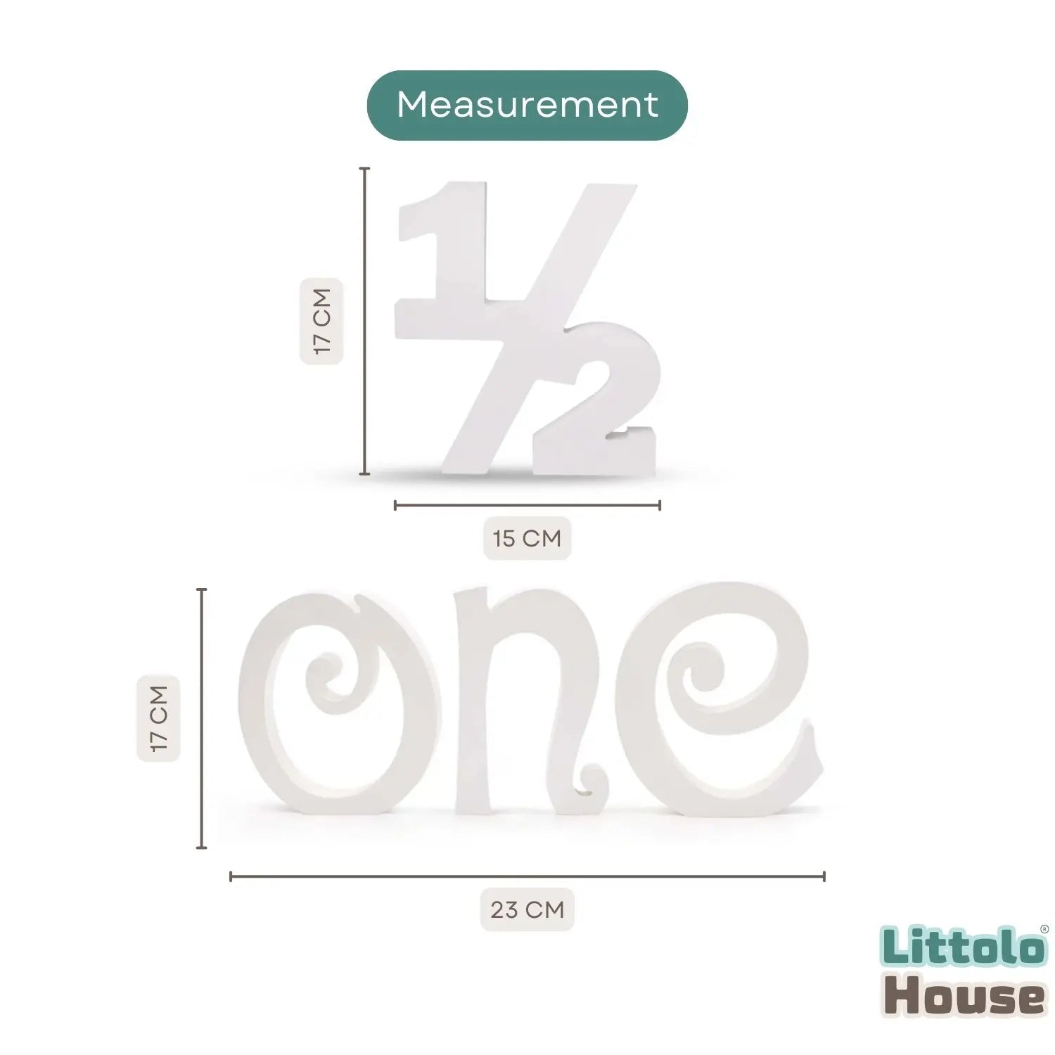 Numeric Half • Capital Edge One | Set of 2 | Wooden Decorative | White