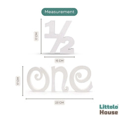 Numeric Half • Capital Edge One | Set of 2 | Wooden Decorative | White