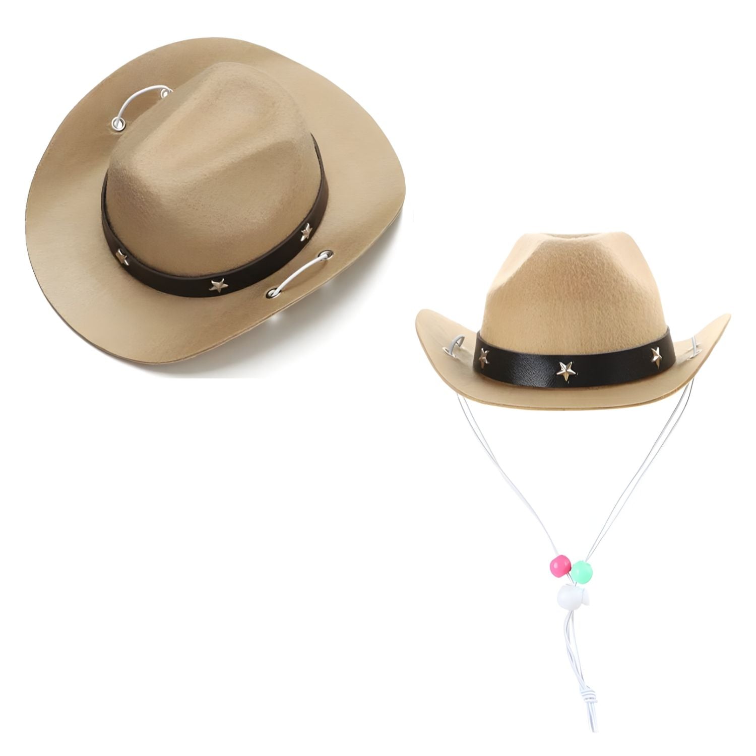 Cowboy Hat with Red Scarf B028 | 1Y | Beige