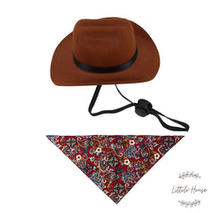 Cowboy Hat with Scarf B031 | NB | Brown