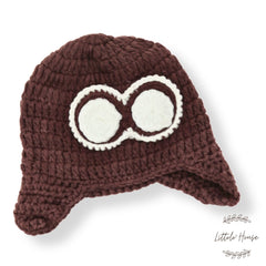 Baby Crochet Aviator Romper with Hat O125 | 2M | Brown