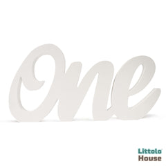 Cursive ONE Sign for First Birthday C1 | Wooden Decorative | White