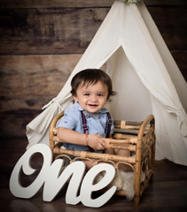 Cursive ONE Sign for First Birthday C1 | Wooden Decorative | White