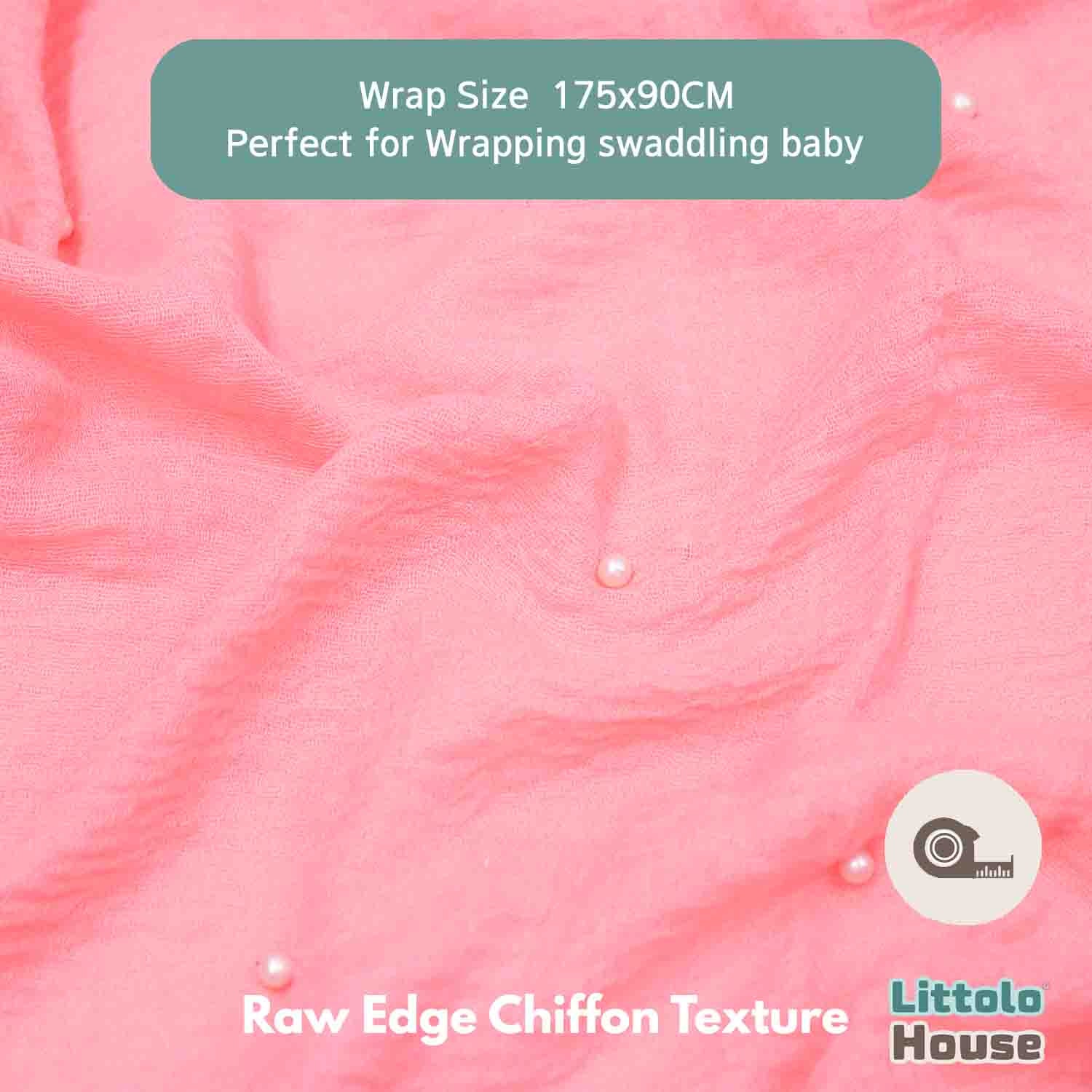 Raw Edge Chiffon Pearl Draping Wrap | Dark Salmon