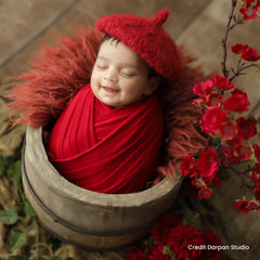 Baby Mohair Beret Hat | 3M | Red