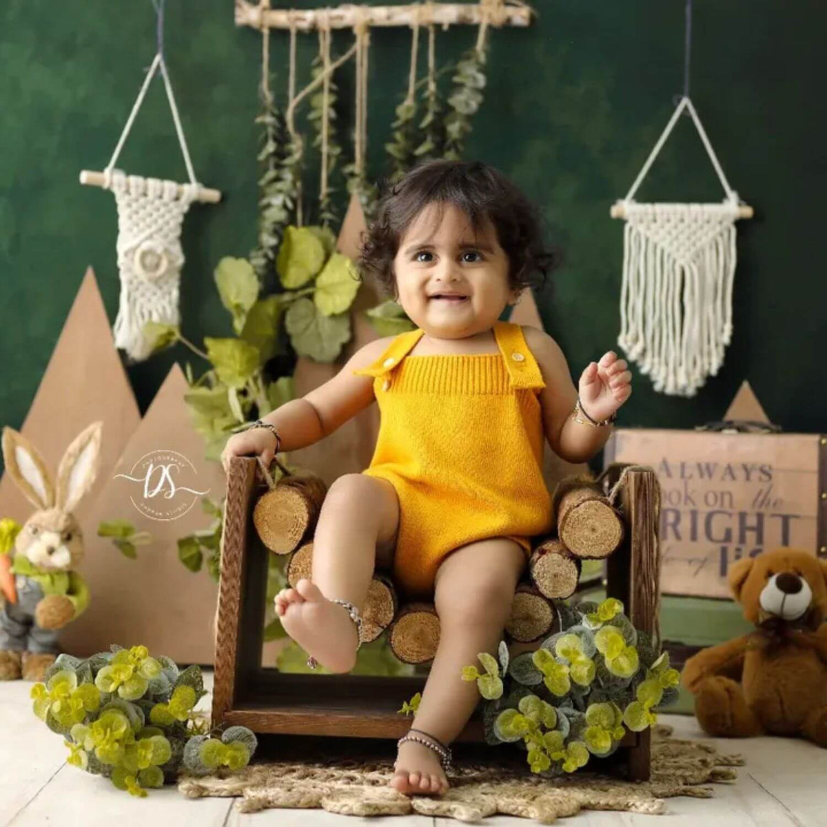 Baby Strapped Romper Outfit O042 | 1Y | Yellow