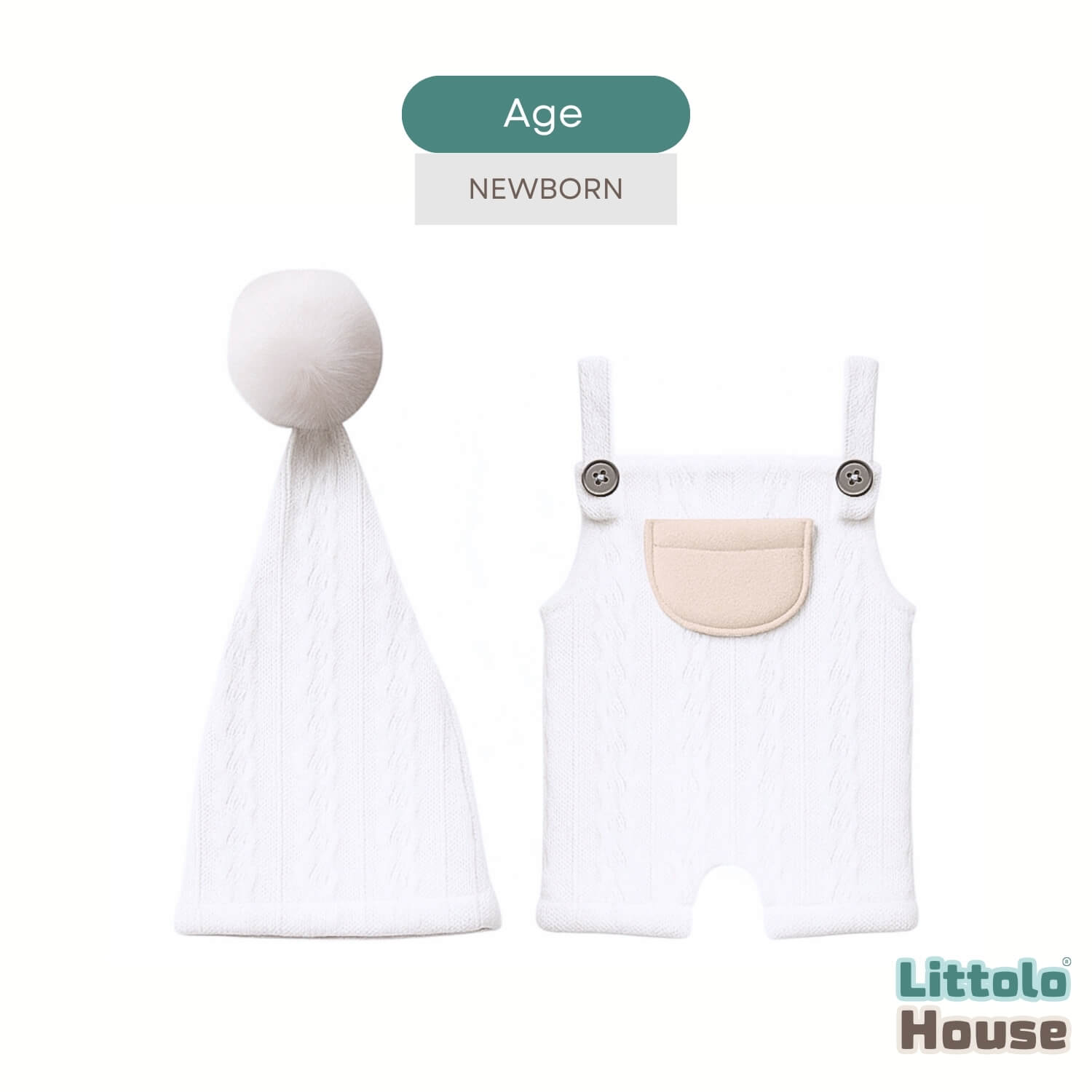 Baby Texture Knitted Romper with Hat O227 | NB | White