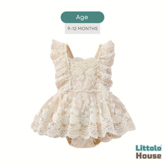 Baby Girl Boho Ruffle Lace Romper O230 | 1Y | Cream
