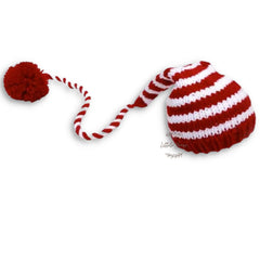 Baby Elf Hat Christmas Striped B017 | NB | Red White