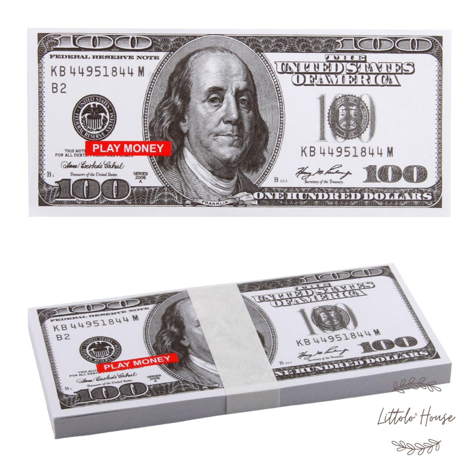 Fake Dollar Currency Notes D060 | Pack of 100 | White