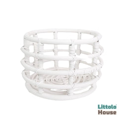 Farmhouse Style Round Cane Basket | Cane | White