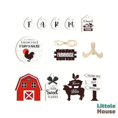 Farmhouse Theme Decorative Board  D154 | Pack of 12 | Multicolour