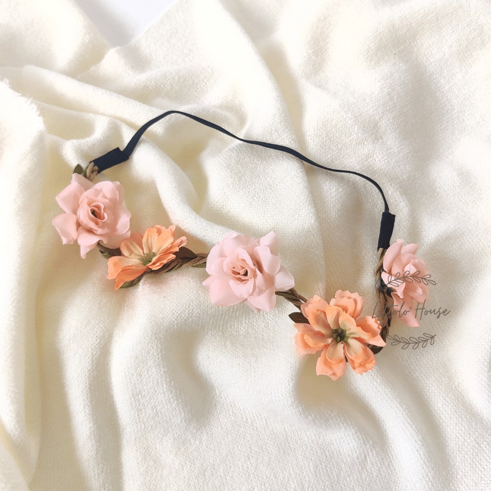 Flower Garland Halo Dual Shade MH005 Maternity Hairbands | Orange