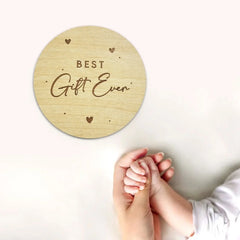 Best Gift Ever Milestone Card | Wooden Decorative | Natural Wood
