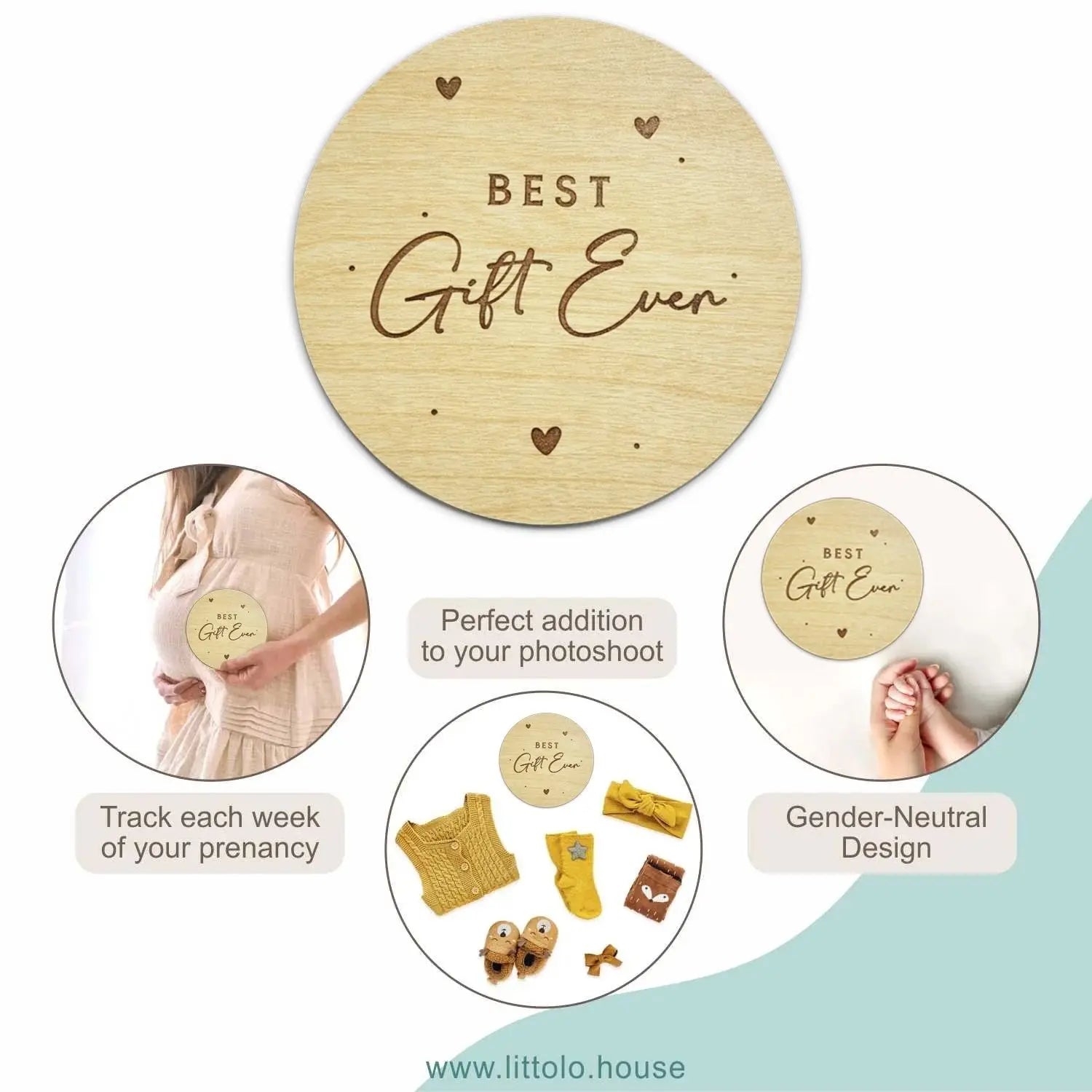 Best Gift Ever Milestone Card | Wooden Decorative | Natural Wood