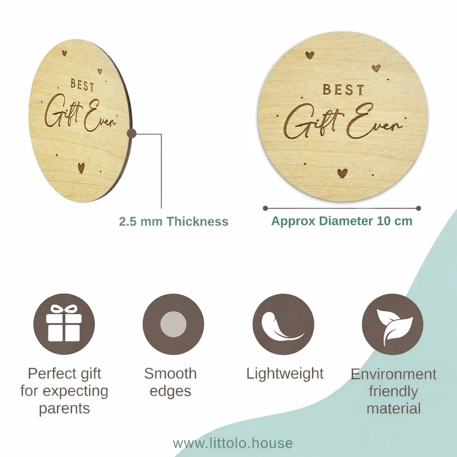Best Gift Ever Milestone Card | Wooden Decorative | Natural Wood