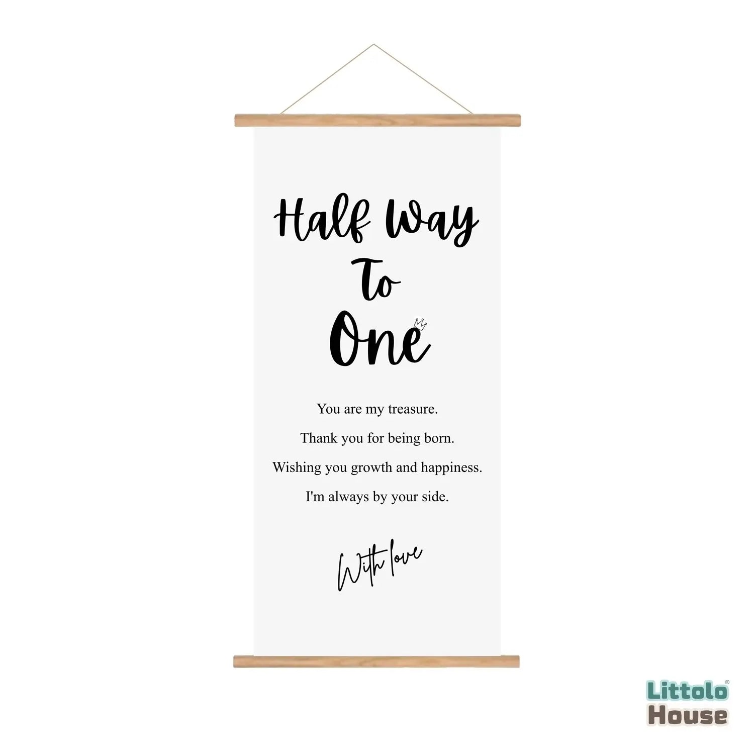 Half Way To One Milestone Hanging Banner D180 | Pack of 1 | Black White