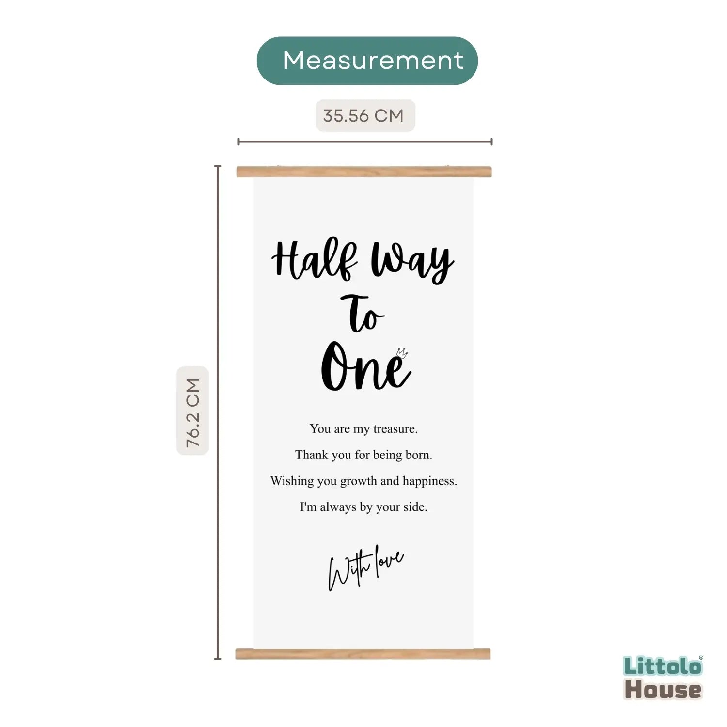 Half Way To One Milestone Hanging Banner D180 | Pack of 1 | Black White