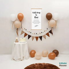 Half Way To One Milestone Hanging Banner D180 | Pack of 1 | Black White
