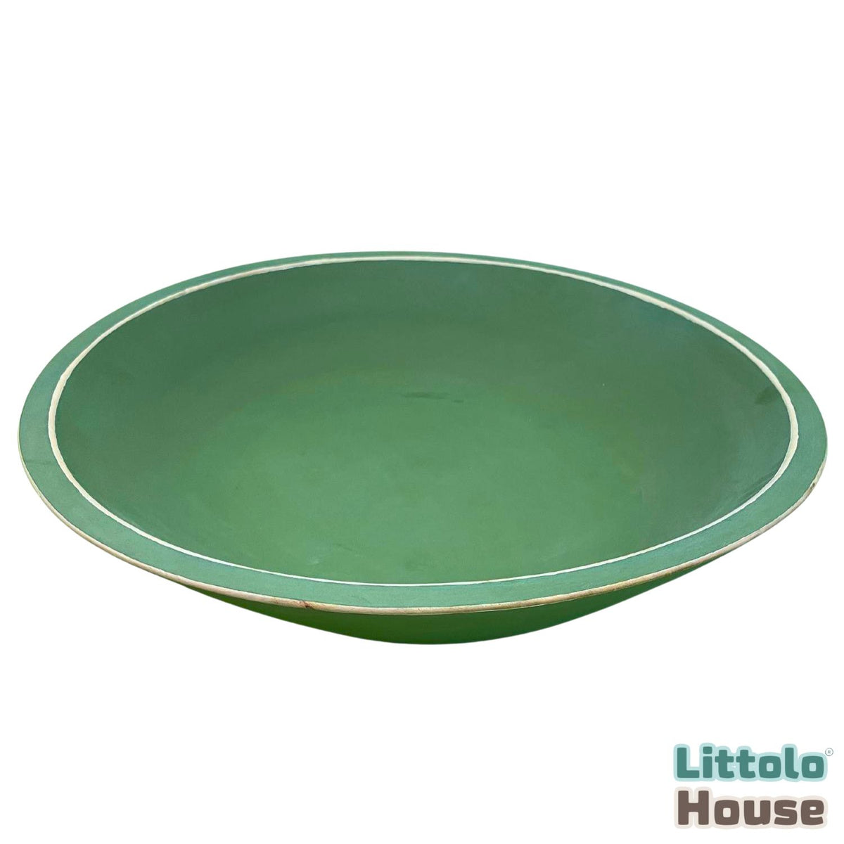 Handmade Round Bowl | Wooden Tableware | Leaf Green