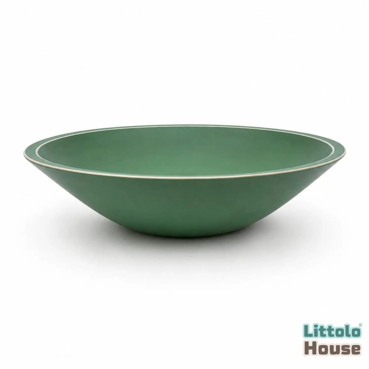 Handmade Round Bowl | Wooden Tableware | Leaf Green