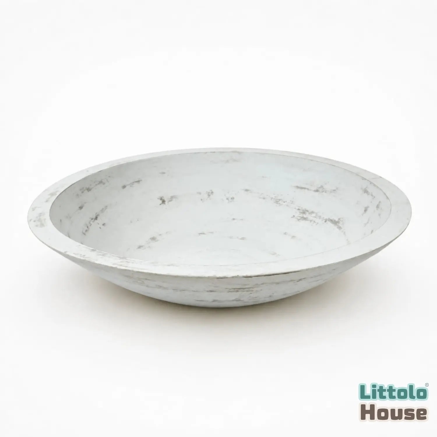 Handmade Round Bowl | Wooden Tableware | Rustic White