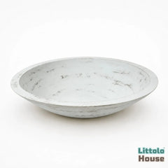Handmade Round Bowl | Wooden Tableware | Rustic White