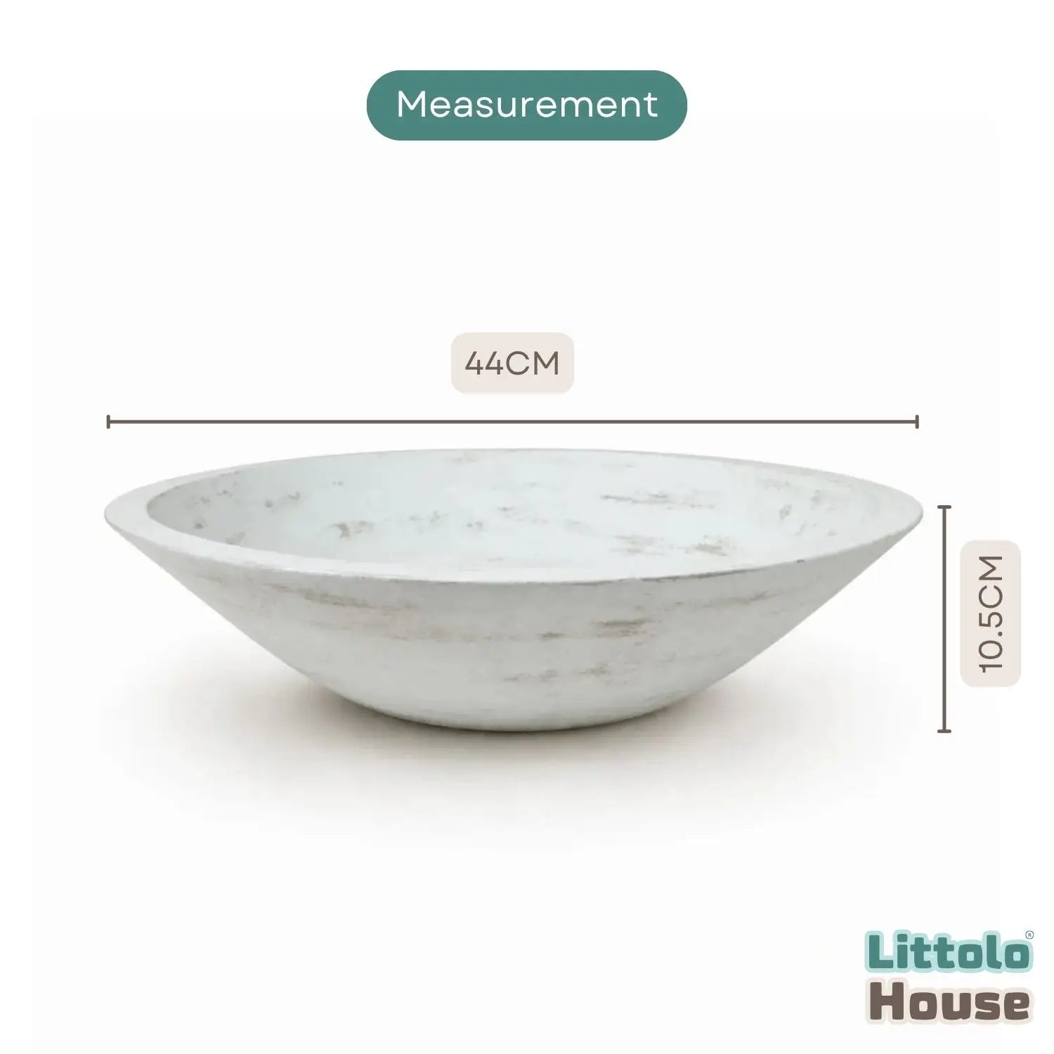 Handmade Round Bowl | Wooden Tableware | Rustic White