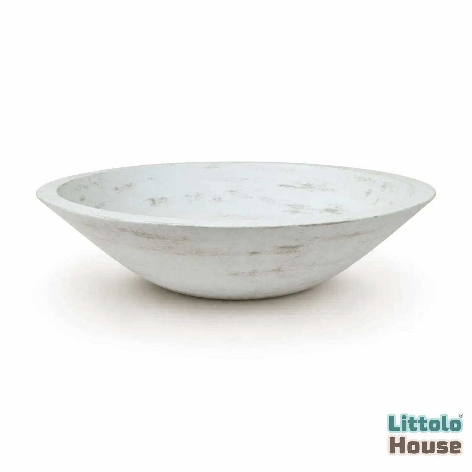 Handmade Round Bowl | Wooden Tableware | Rustic White