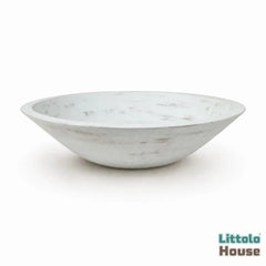 Handmade Round Bowl | Wooden Tableware | Rustic White