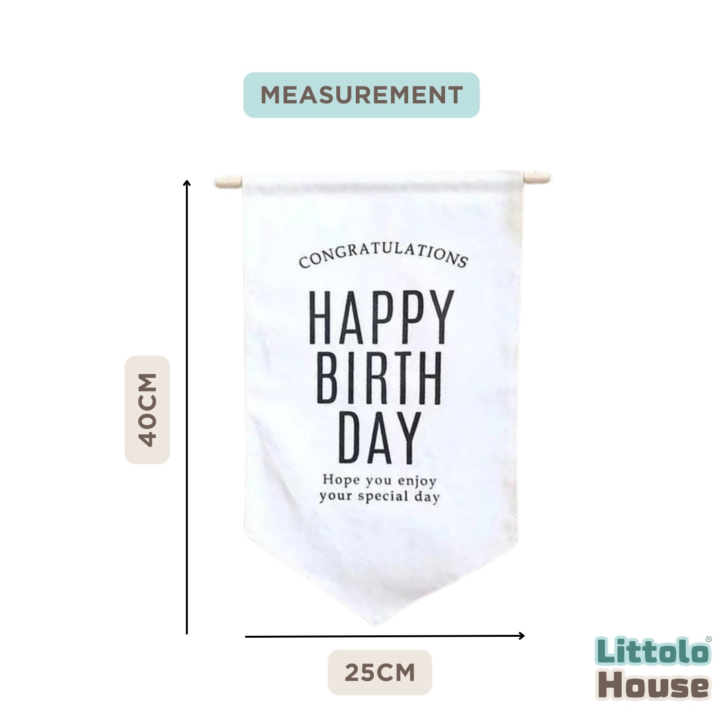 Happy Birthday Banner Flag | Style 1 D116 Set of 1 | M | Rice White