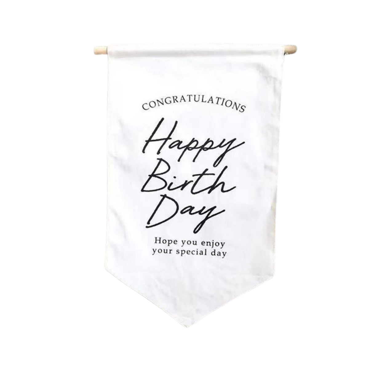 Happy Birthday Banner Flag | Style 2 D117 Set of 1 | M | Rice White